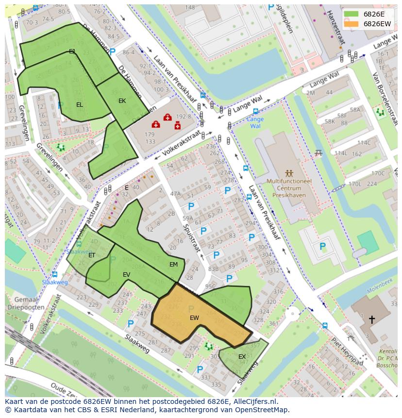 Afbeelding van het postcodegebied 6826 EW op de kaart.