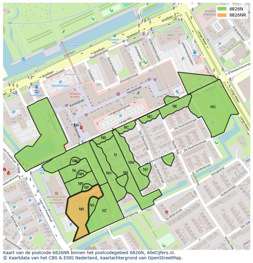 Afbeelding van het postcodegebied 6826 NR op de kaart.