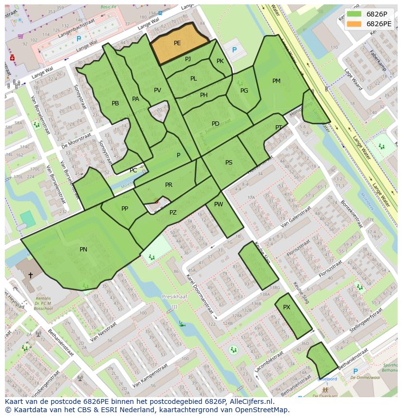 Afbeelding van het postcodegebied 6826 PE op de kaart.