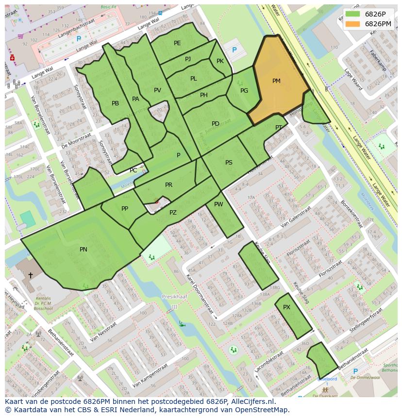 Afbeelding van het postcodegebied 6826 PM op de kaart.