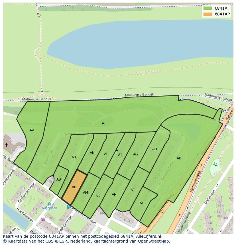 Afbeelding van het postcodegebied 6841 AP op de kaart.