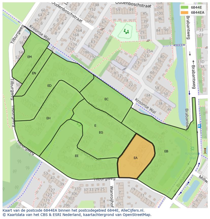 Afbeelding van het postcodegebied 6844 EA op de kaart.