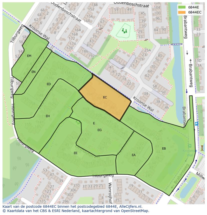 Afbeelding van het postcodegebied 6844 EC op de kaart.