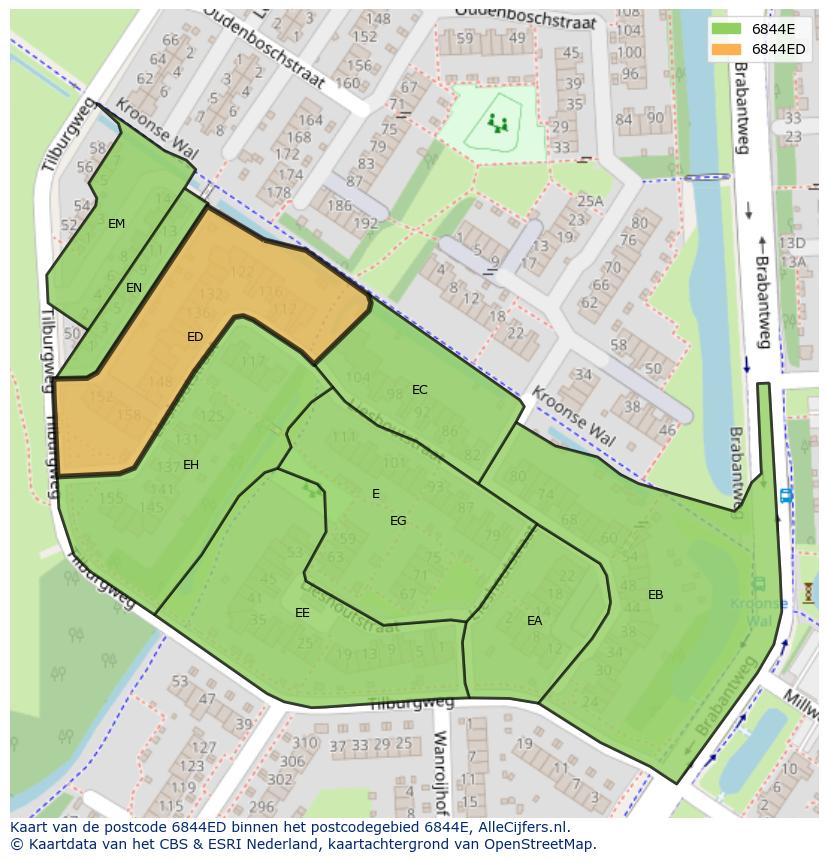 Afbeelding van het postcodegebied 6844 ED op de kaart.