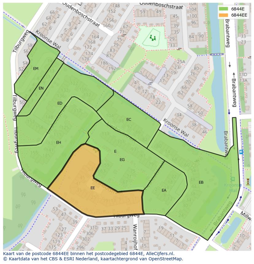 Afbeelding van het postcodegebied 6844 EE op de kaart.
