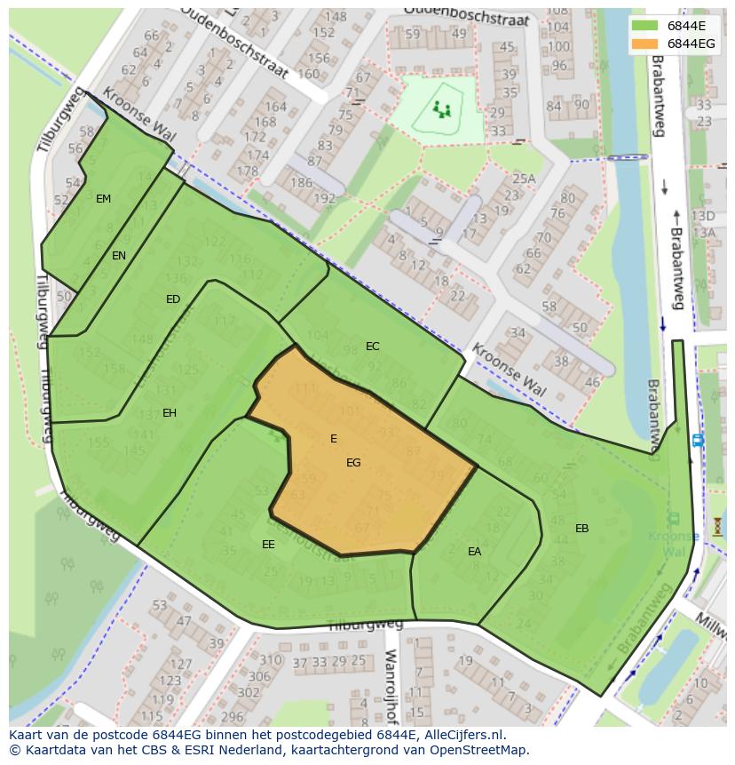 Afbeelding van het postcodegebied 6844 EG op de kaart.