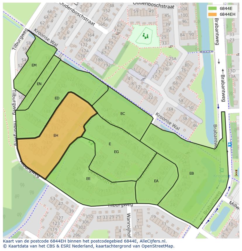 Afbeelding van het postcodegebied 6844 EH op de kaart.