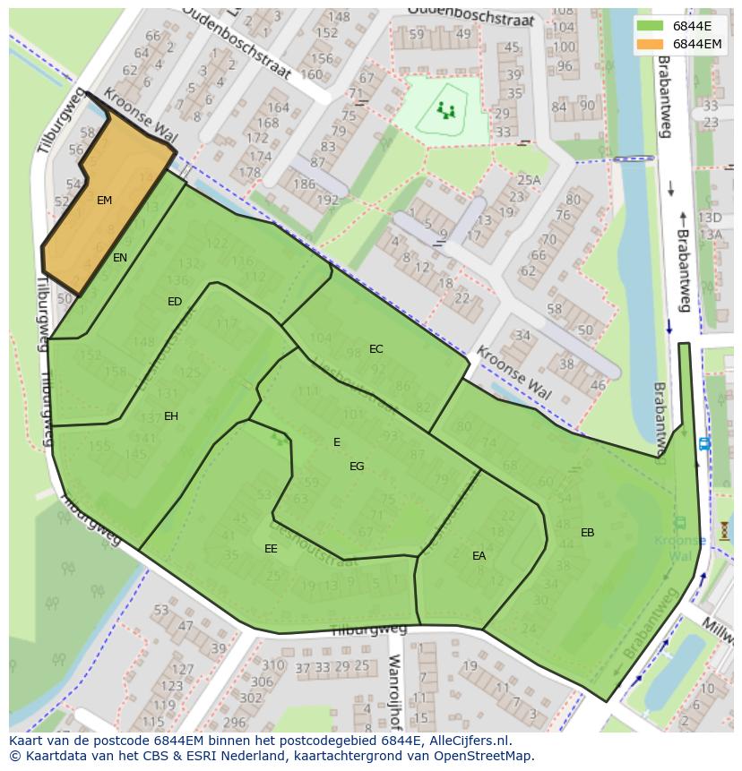 Afbeelding van het postcodegebied 6844 EM op de kaart.