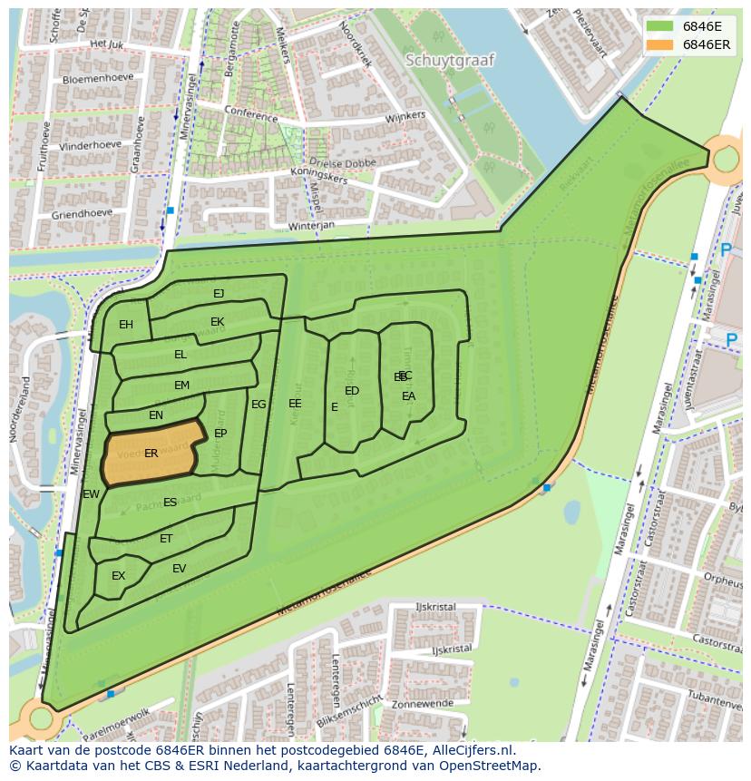 Afbeelding van het postcodegebied 6846 ER op de kaart.