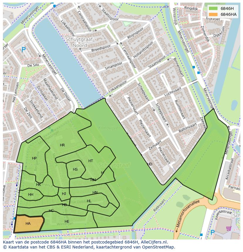Afbeelding van het postcodegebied 6846 HA op de kaart.