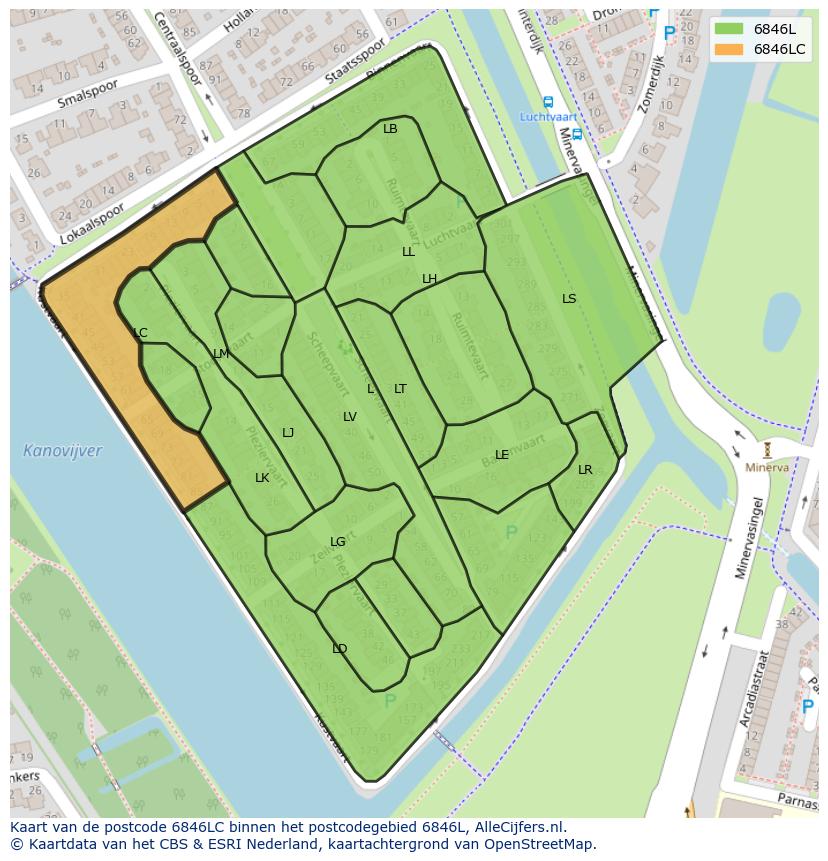 Afbeelding van het postcodegebied 6846 LC op de kaart.