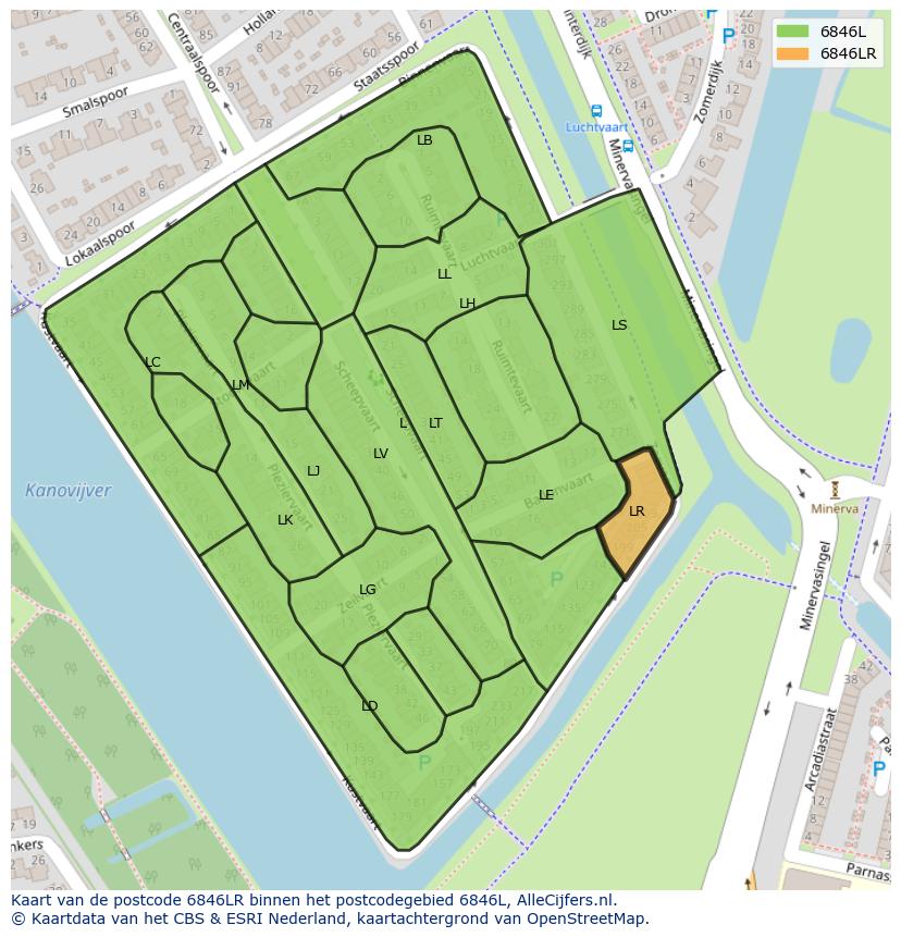 Afbeelding van het postcodegebied 6846 LR op de kaart.
