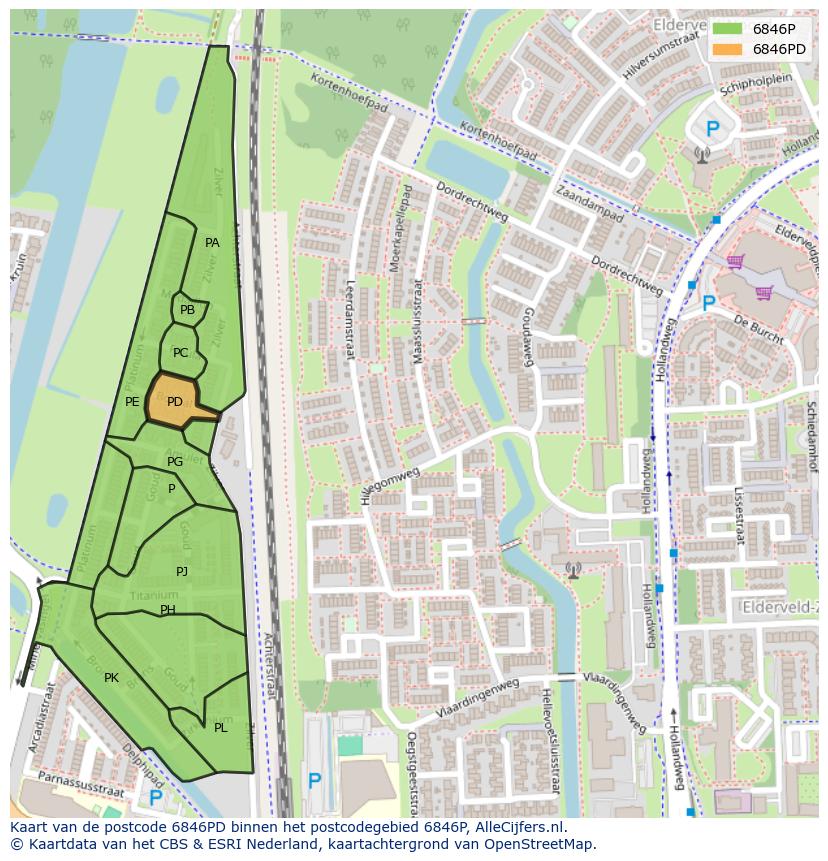 Afbeelding van het postcodegebied 6846 PD op de kaart.