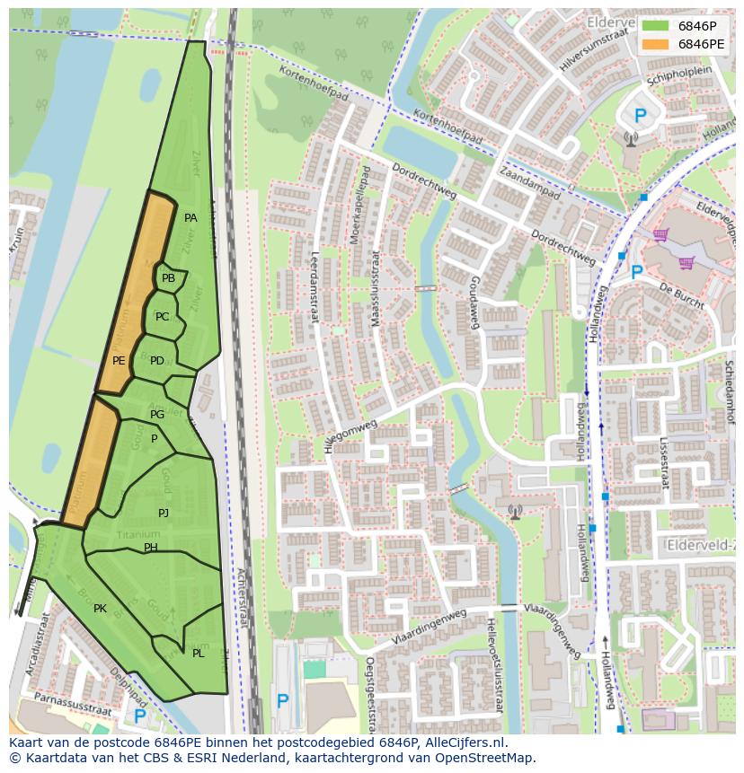 Afbeelding van het postcodegebied 6846 PE op de kaart.