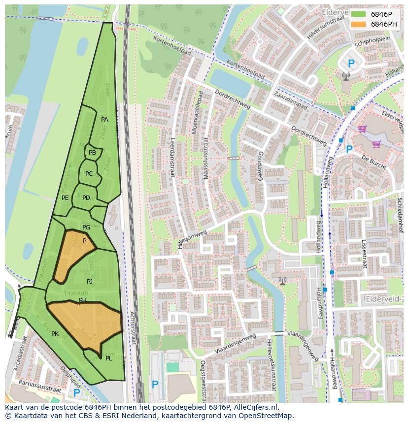 Afbeelding van het postcodegebied 6846 PH op de kaart.