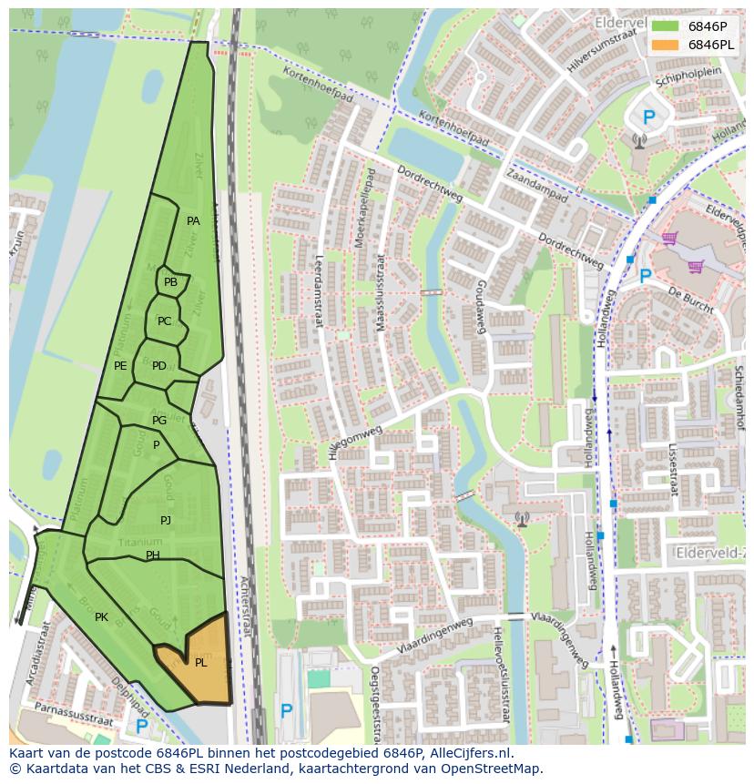 Afbeelding van het postcodegebied 6846 PL op de kaart.