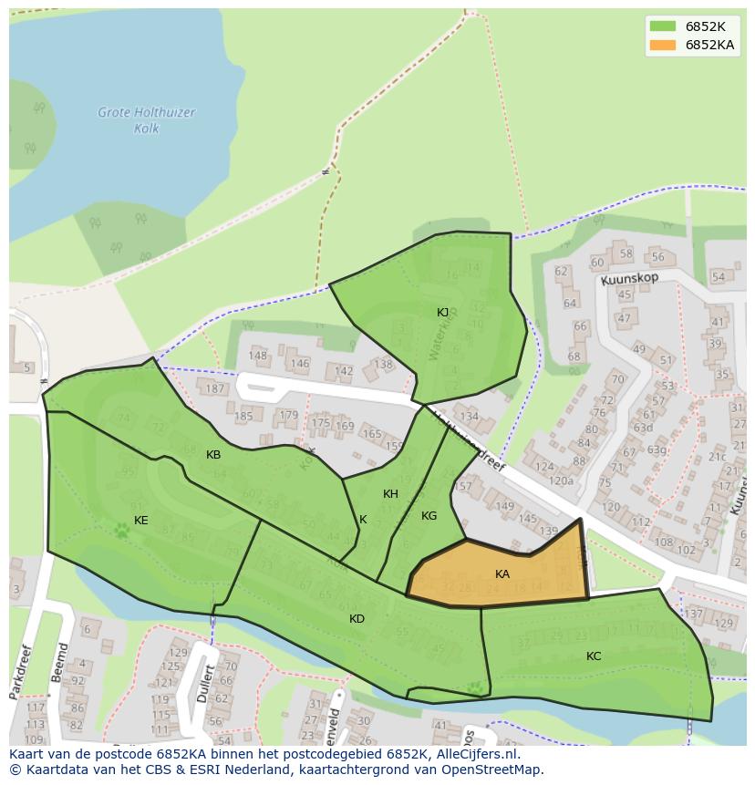 Afbeelding van het postcodegebied 6852 KA op de kaart.