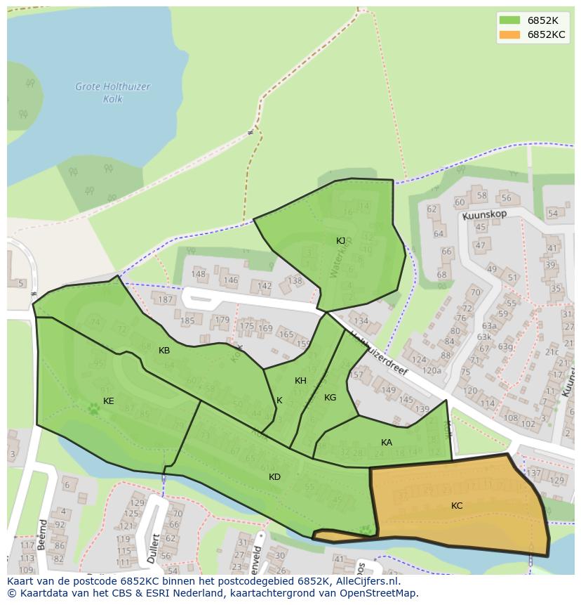 Afbeelding van het postcodegebied 6852 KC op de kaart.