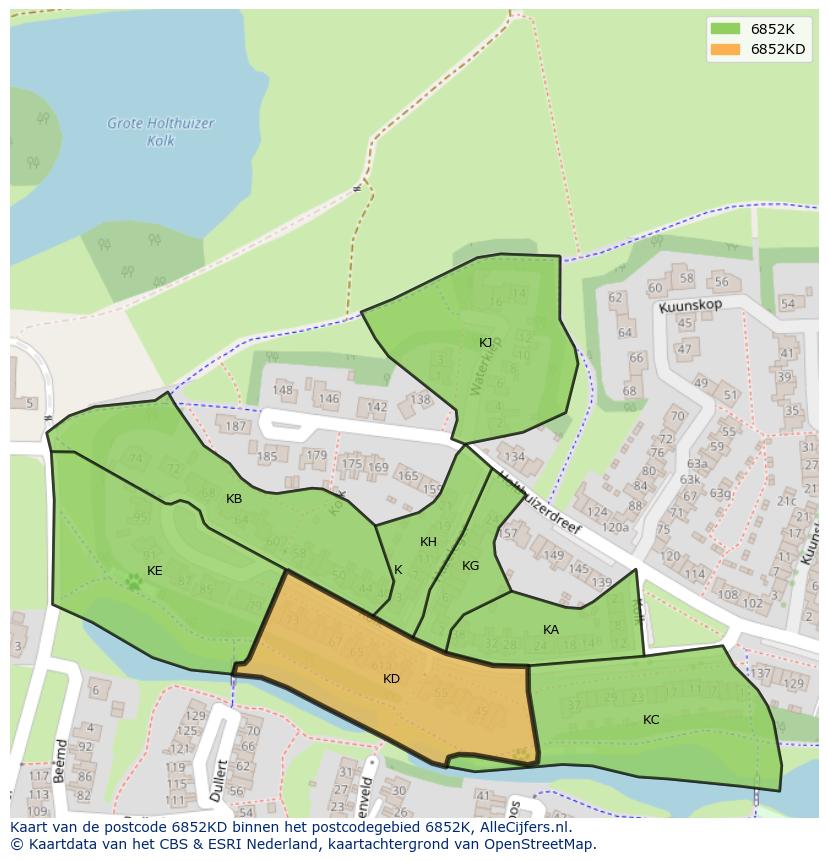 Afbeelding van het postcodegebied 6852 KD op de kaart.
