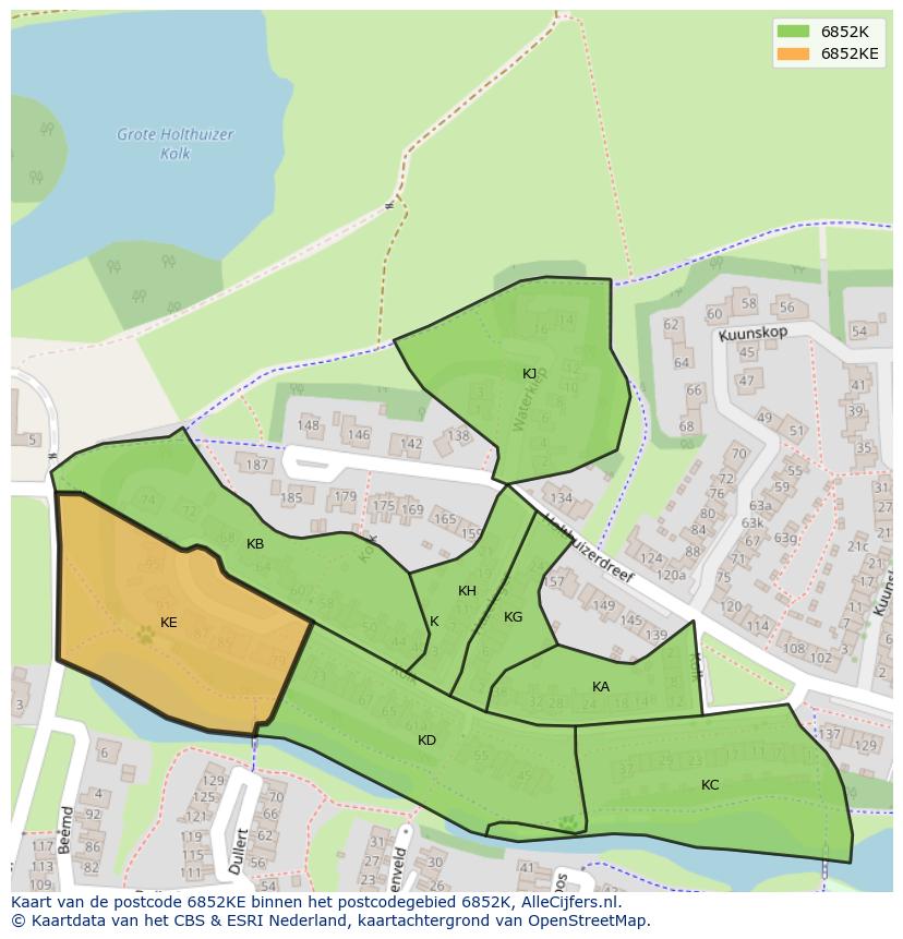 Afbeelding van het postcodegebied 6852 KE op de kaart.