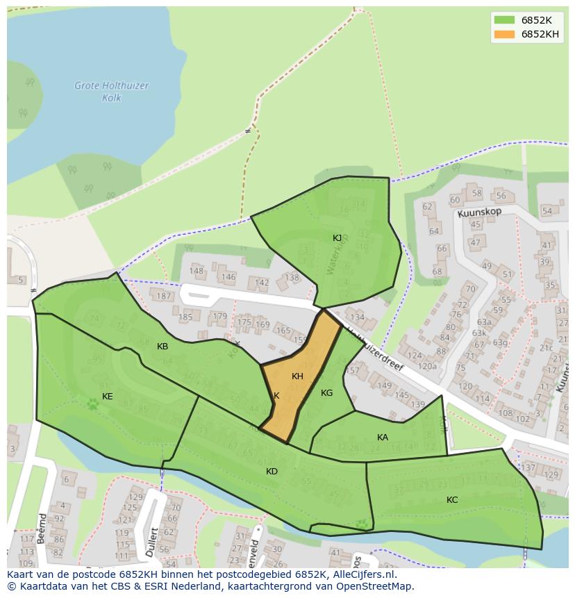 Afbeelding van het postcodegebied 6852 KH op de kaart.