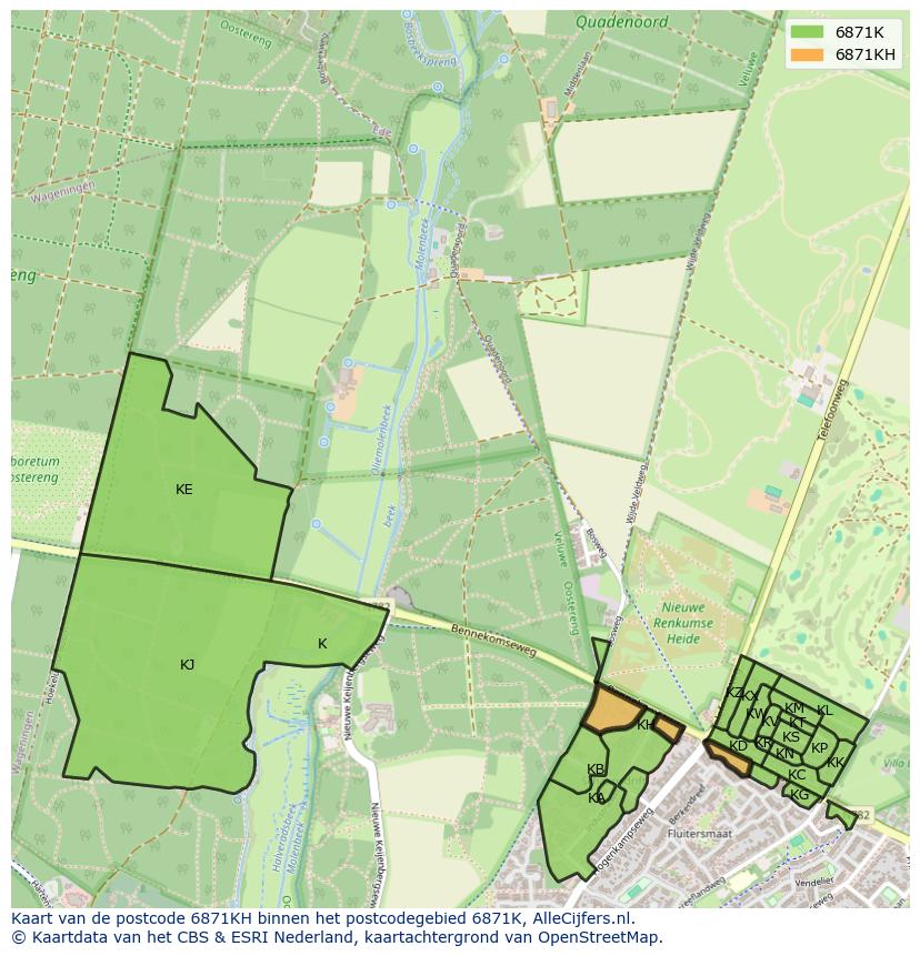 Afbeelding van het postcodegebied 6871 KH op de kaart.