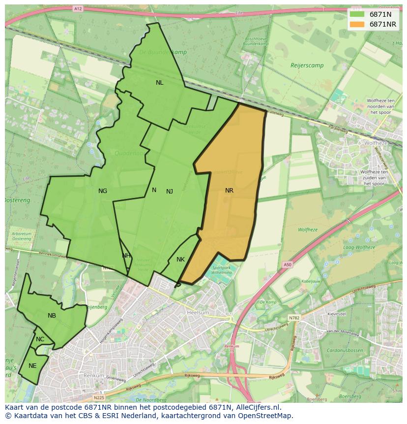 Afbeelding van het postcodegebied 6871 NR op de kaart.