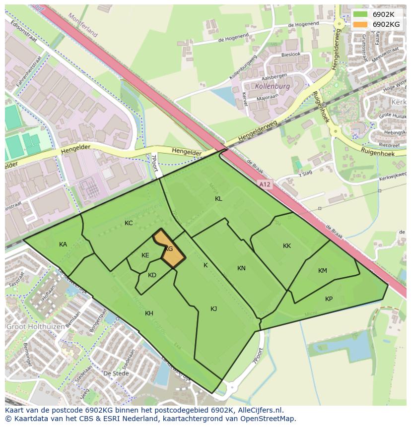 Afbeelding van het postcodegebied 6902 KG op de kaart.