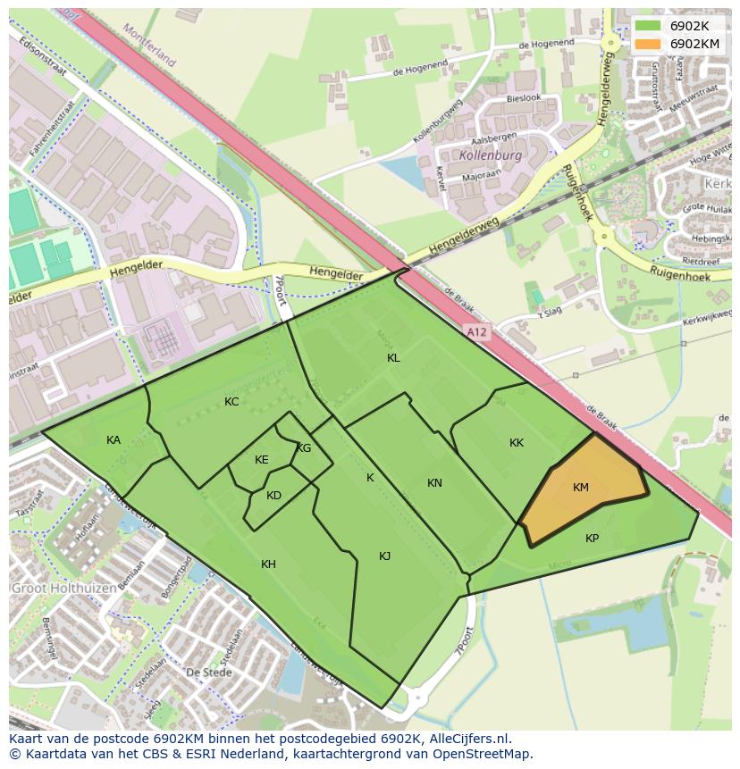 Afbeelding van het postcodegebied 6902 KM op de kaart.
