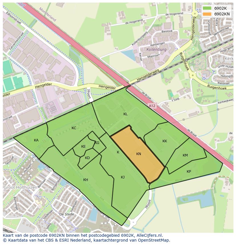 Afbeelding van het postcodegebied 6902 KN op de kaart.