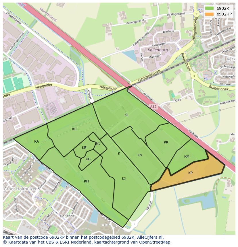 Afbeelding van het postcodegebied 6902 KP op de kaart.