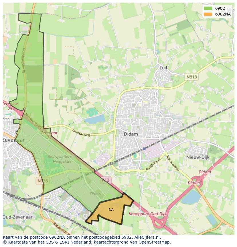 Afbeelding van het postcodegebied 6902 NA op de kaart.