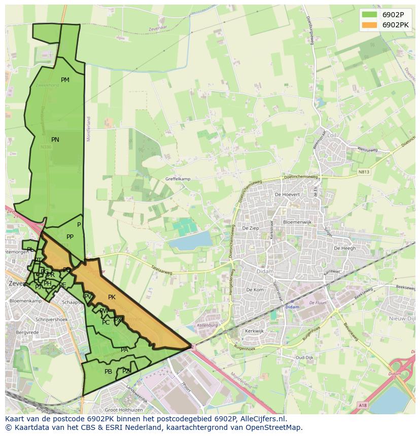 Afbeelding van het postcodegebied 6902 PK op de kaart.