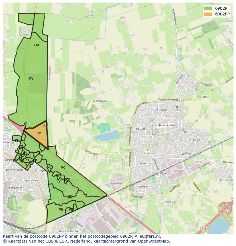Afbeelding van het postcodegebied 6902 PP op de kaart.