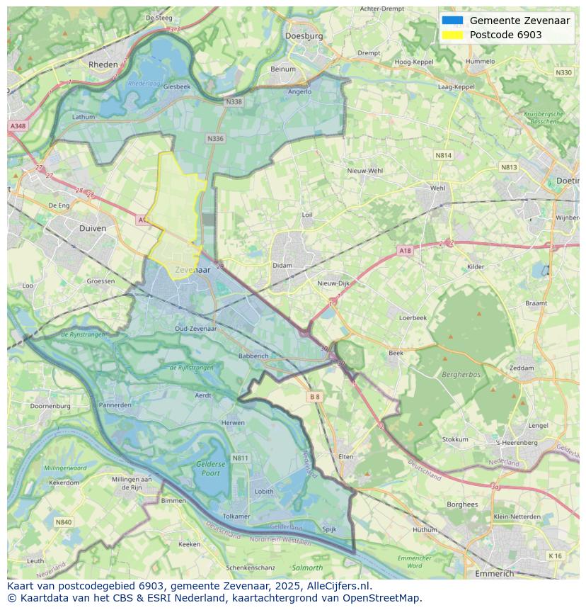 Afbeelding van het postcodegebied 6903 op de kaart.
