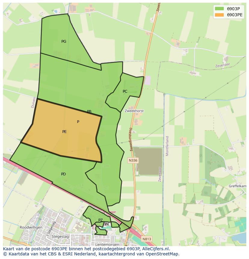 Afbeelding van het postcodegebied 6903 PE op de kaart.