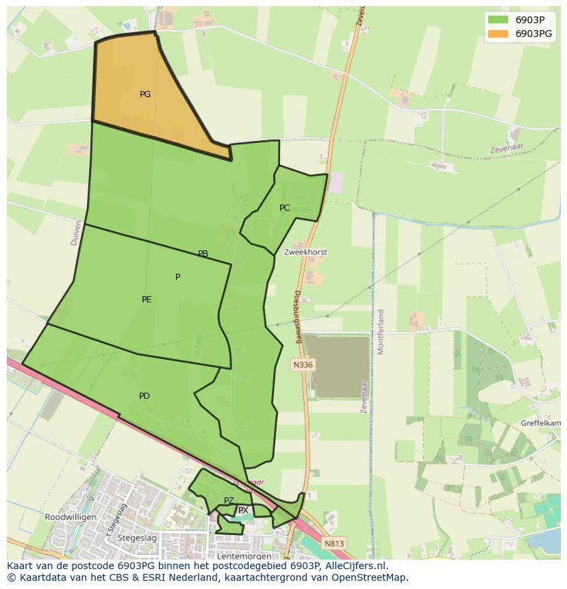 Afbeelding van het postcodegebied 6903 PG op de kaart.