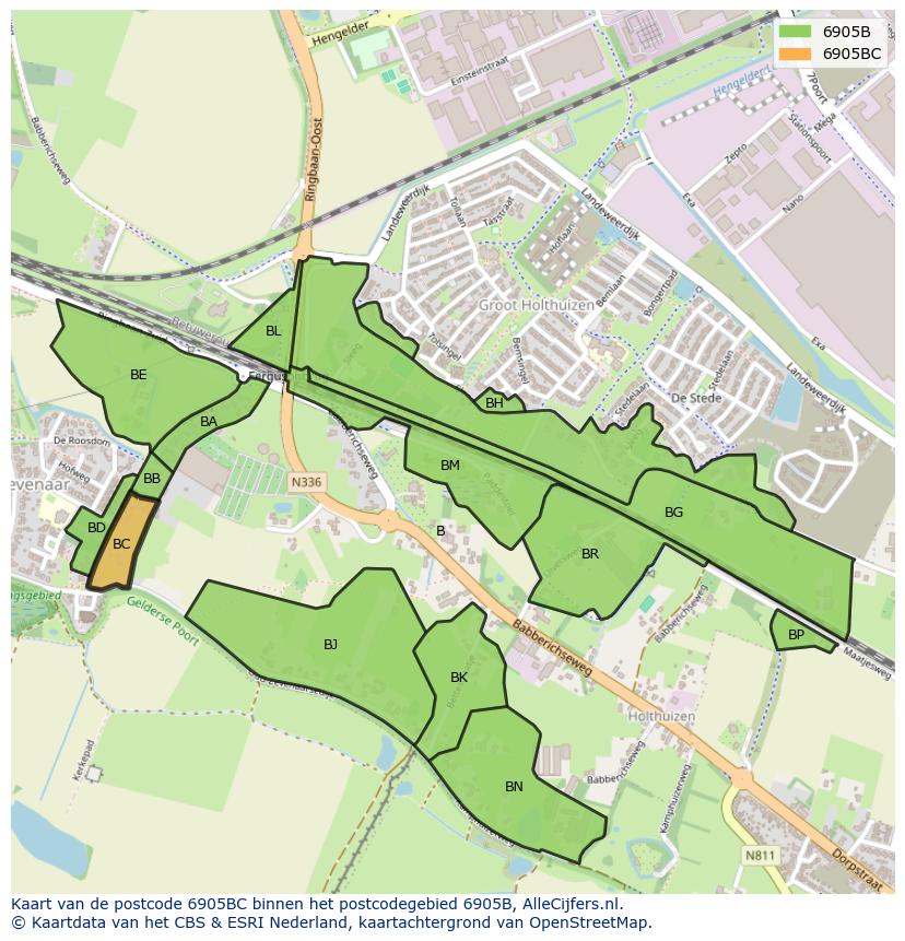 Afbeelding van het postcodegebied 6905 BC op de kaart.