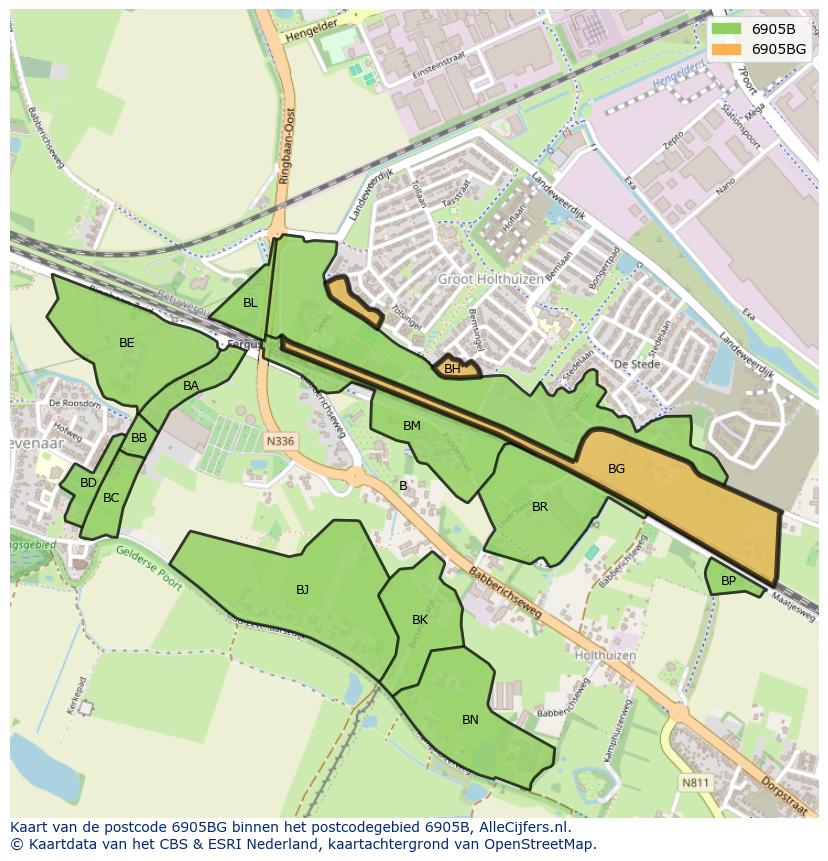 Afbeelding van het postcodegebied 6905 BG op de kaart.