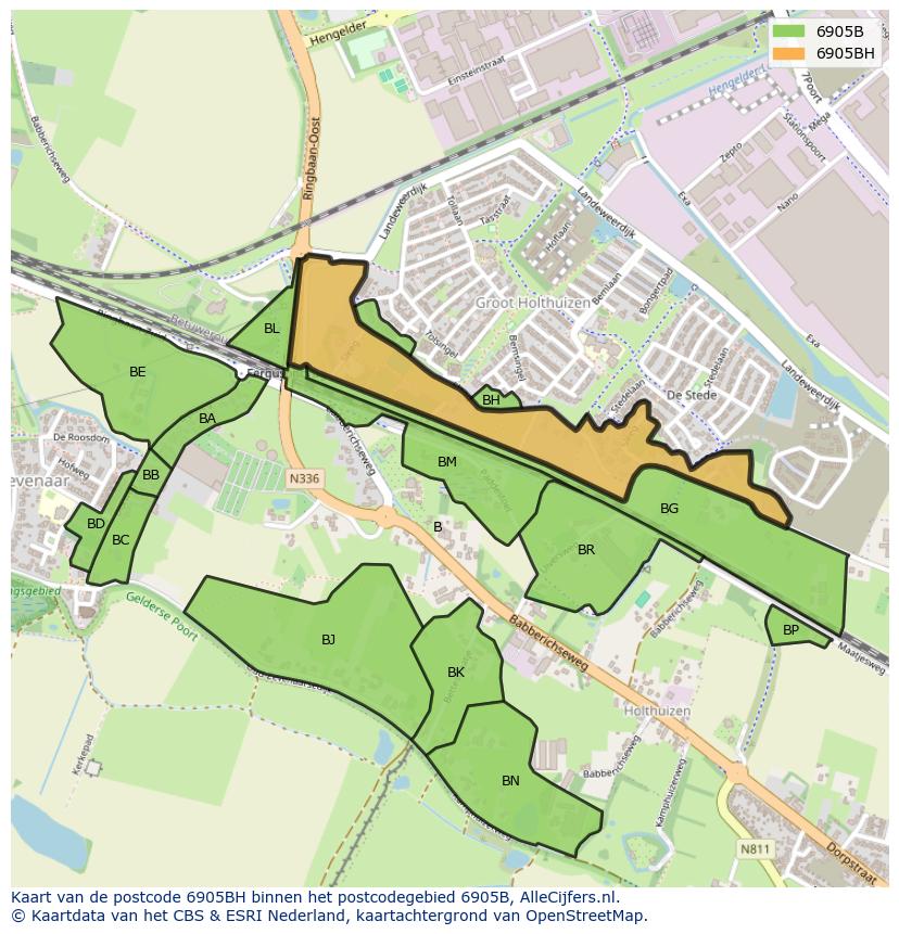 Afbeelding van het postcodegebied 6905 BH op de kaart.