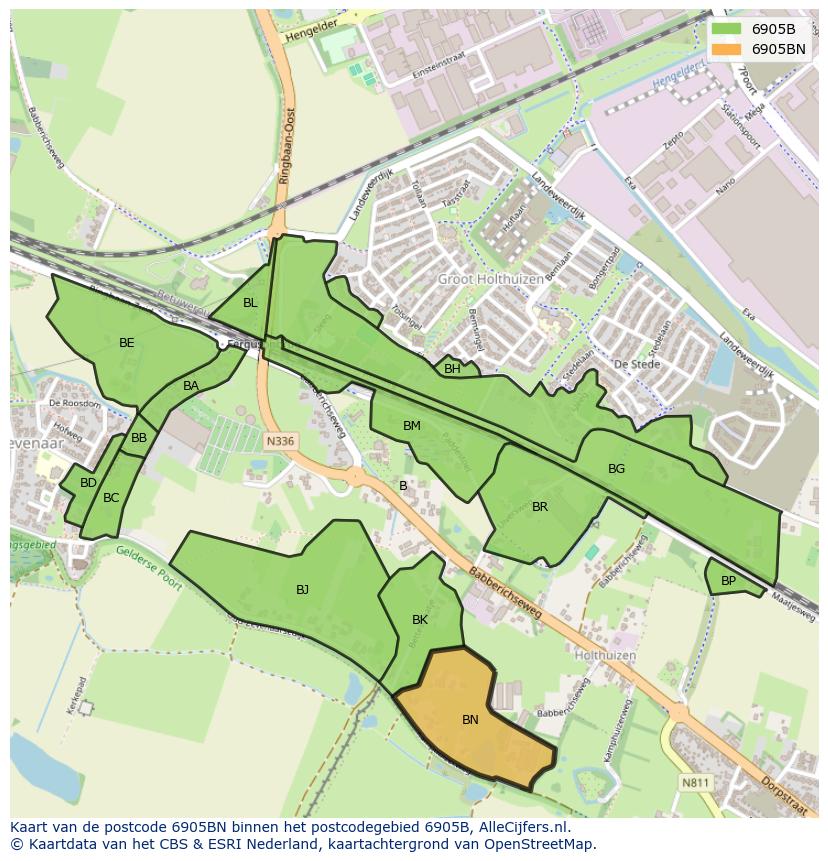Afbeelding van het postcodegebied 6905 BN op de kaart.