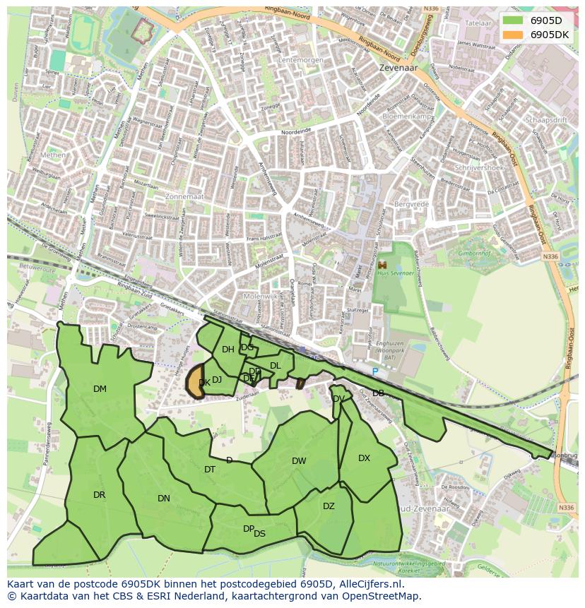 Afbeelding van het postcodegebied 6905 DK op de kaart.