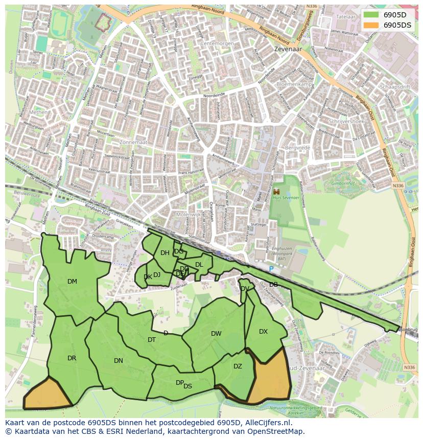 Afbeelding van het postcodegebied 6905 DS op de kaart.