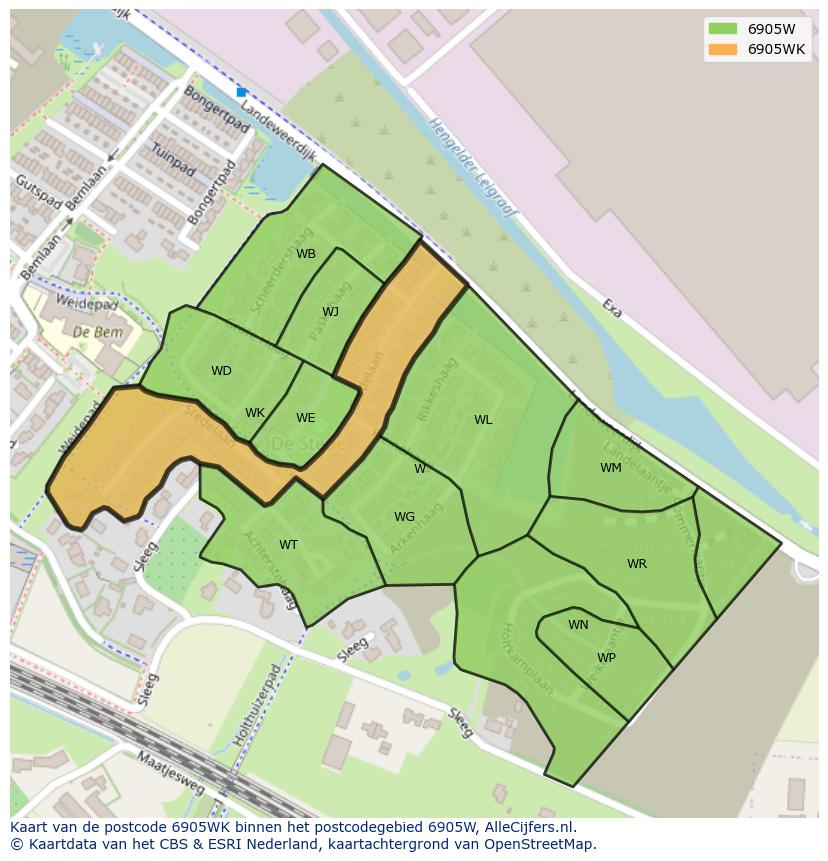 Afbeelding van het postcodegebied 6905 WK op de kaart.