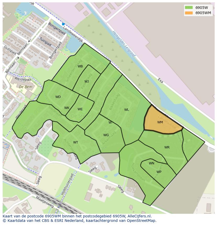 Afbeelding van het postcodegebied 6905 WM op de kaart.