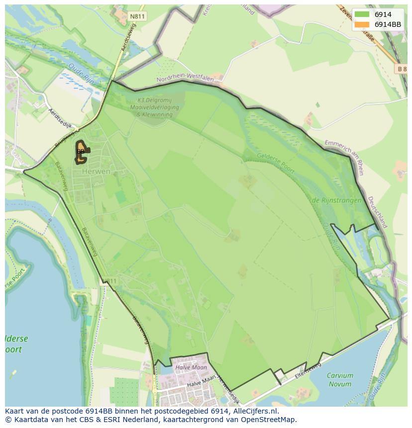Afbeelding van het postcodegebied 6914 BB op de kaart.