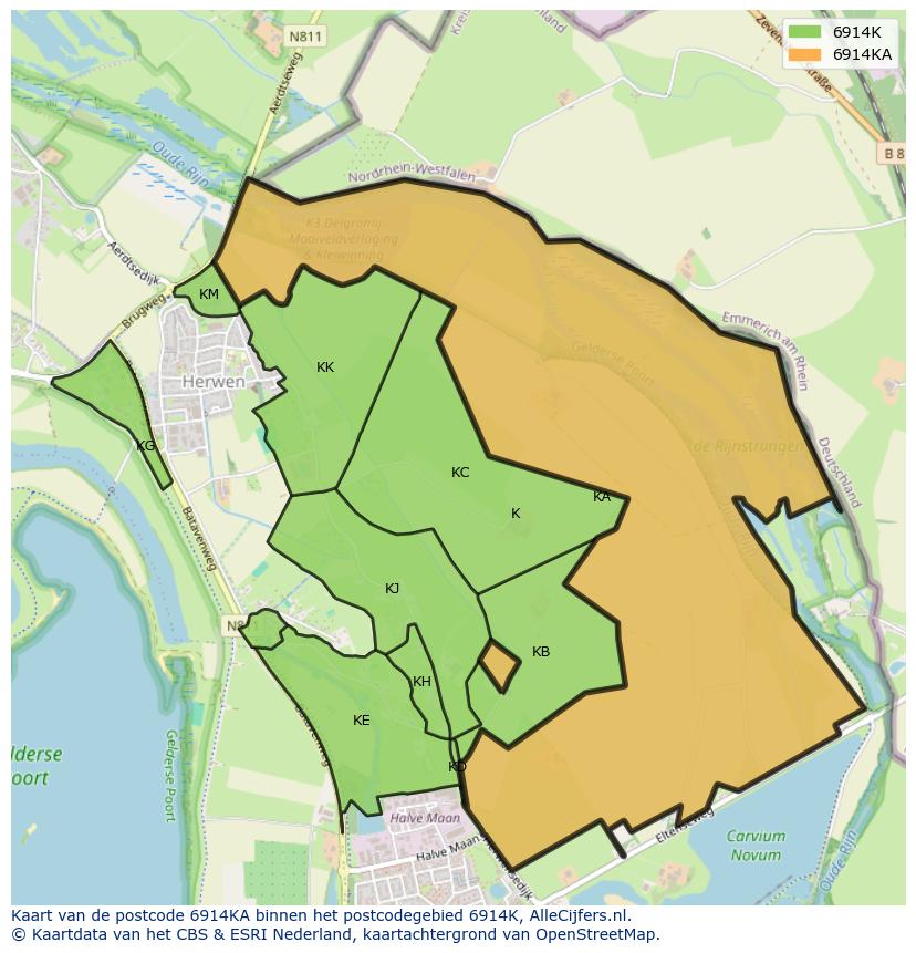 Afbeelding van het postcodegebied 6914 KA op de kaart.