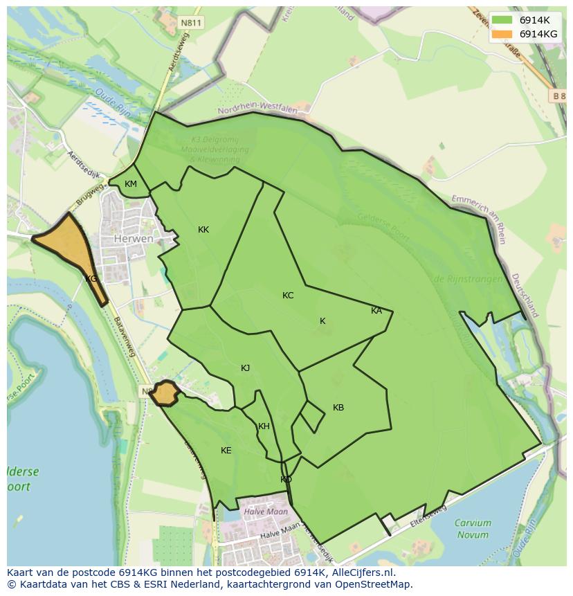 Afbeelding van het postcodegebied 6914 KG op de kaart.