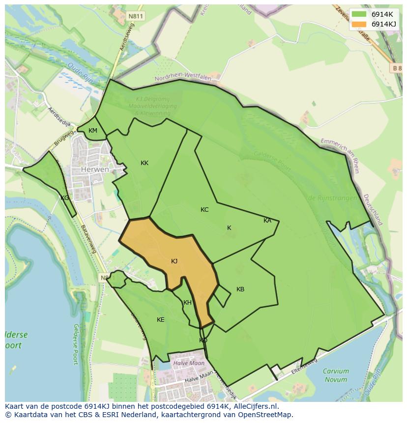 Afbeelding van het postcodegebied 6914 KJ op de kaart.