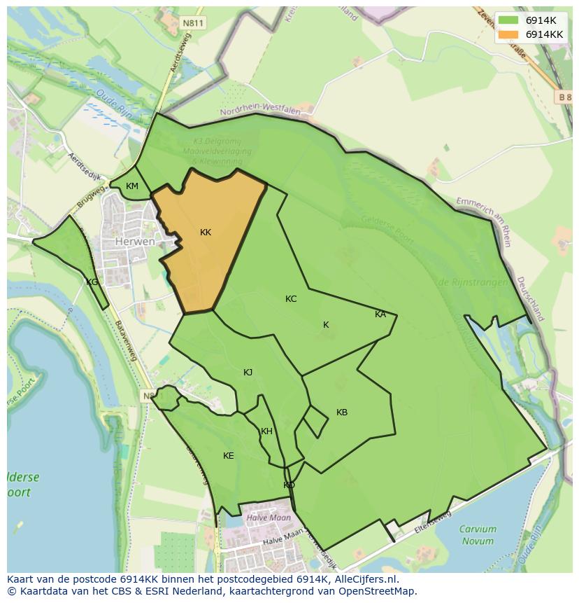 Afbeelding van het postcodegebied 6914 KK op de kaart.